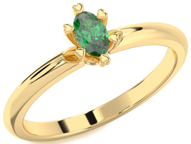 Emerald Gold Oval Promise Ring