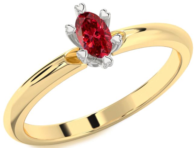 Ruby Gold Silver Oval Promise Ring