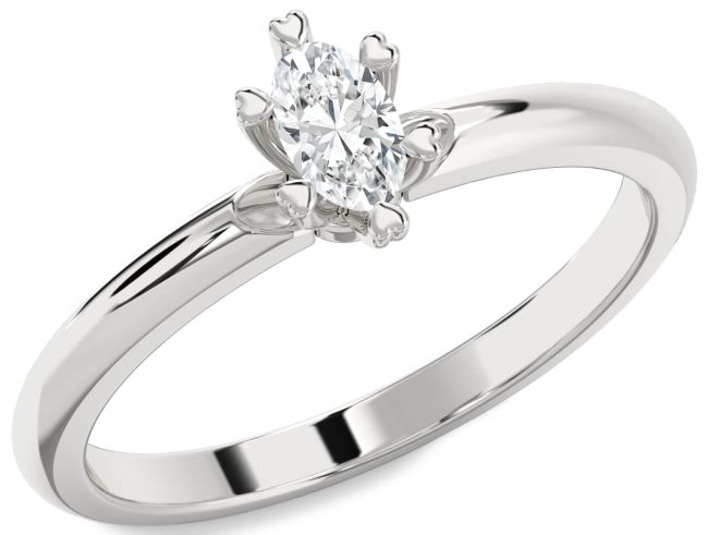 Diamond Platinum Oval Promise Ring