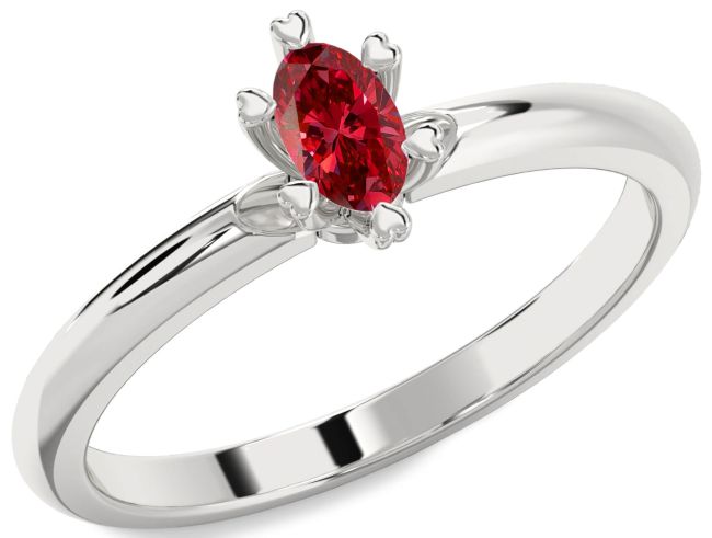 Ruby Platinum Oval Promise Ring