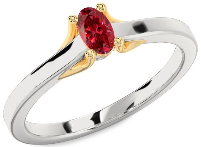 Ruby Silver & 10K gold Oval Promise Ring