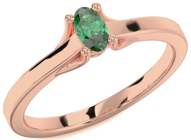 Emerald Rose Gold Oval Promise Ring
