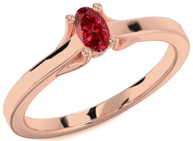 Ruby Rose Gold Silver Oval Promise Ring