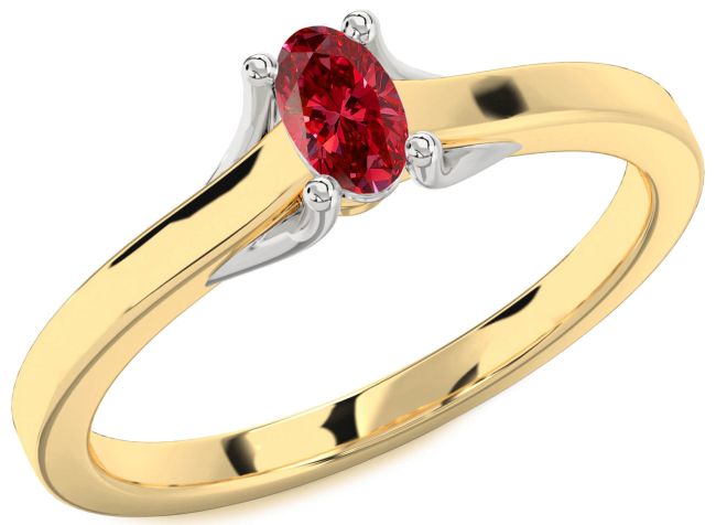 Ruby Gold Silver Oval Promise Ring