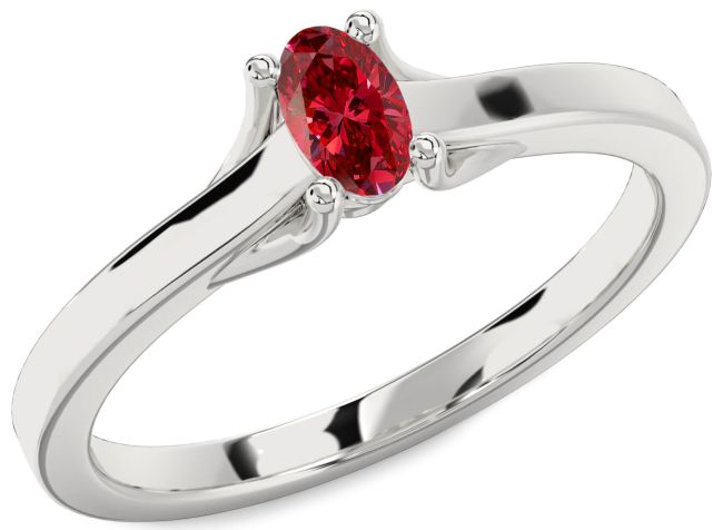 Ruby Platinum Oval Promise Ring