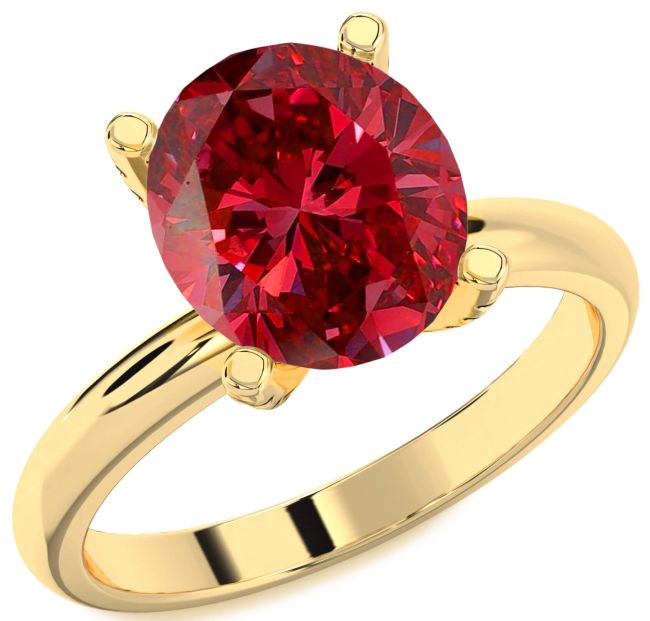 Diamond Ruby Gold Oval Solitaire Engagement Ring