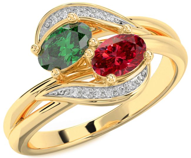 Diamond Gold Oval Two Stone Promise Ring