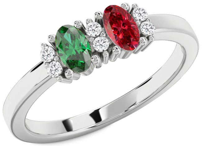 Diamond Platinum Oval Two Stone Promise Ring