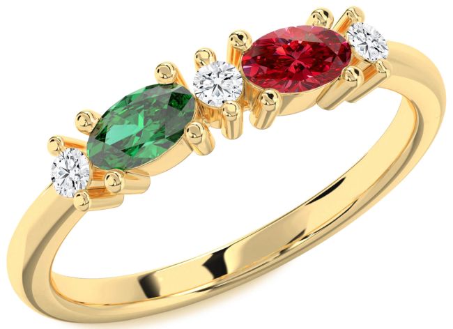Diamond Gold Oval Two Stone Promise Ring