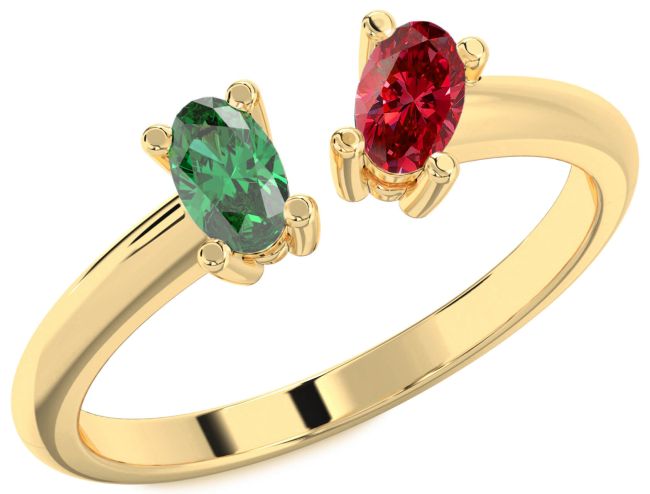 Gold Oval Two Stone Promise Ring