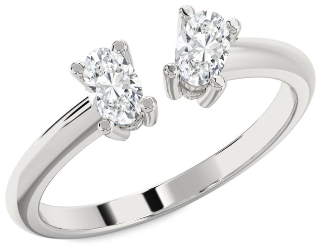 Diamond Platinum Oval Two Stone Ring