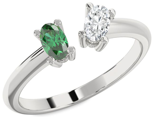 Platinum Oval Two Stone Promise Ring