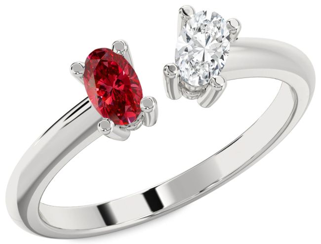 Silver Oval Two Stone Promise Ring