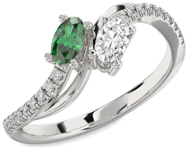 Diamond Platinum Oval Two Stone Promise Ring