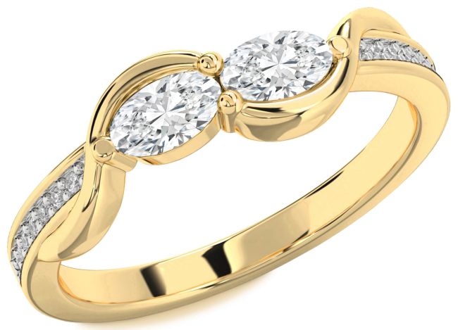 Lab Diamond Gold Oval Two Stone Ring