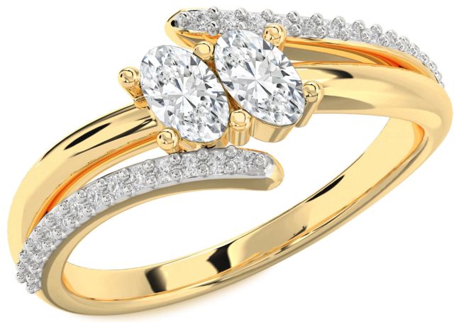 Lab Diamond Gold Oval Two Stone Ring