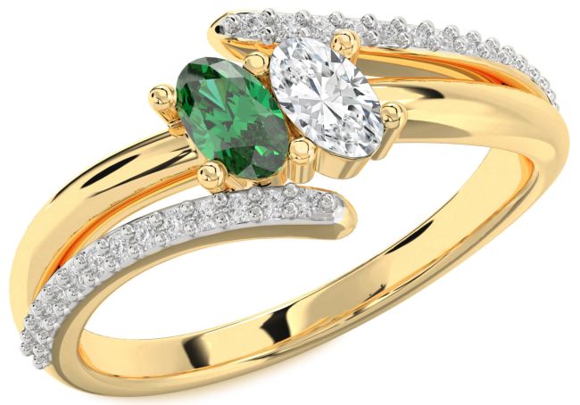 Diamond Gold Oval Two Stone Promise Ring