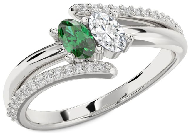 Diamond White Gold Oval Two Stone Promise Ring
