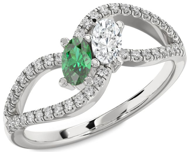 Diamond Platinum Oval Two Stone Promise Ring