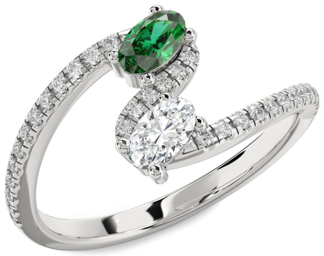 Diamond Platinum Oval Two Stone Promise Ring