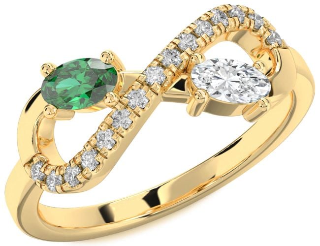 Diamond Gold Infinity Oval Two Stone Promise Ring