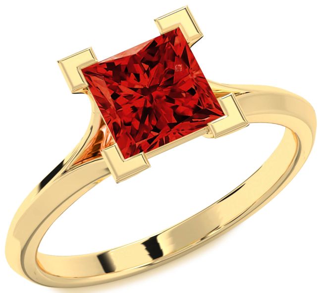 Ruby Gold Princess Solitaire Engagement Ring