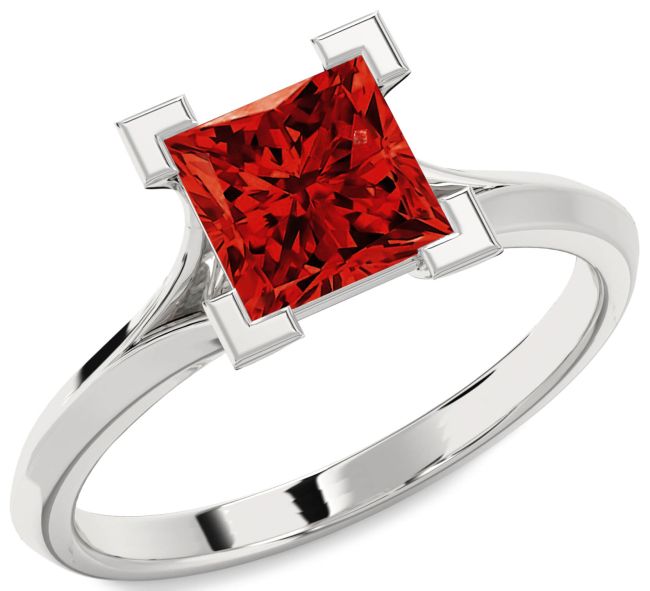 Ruby Platinum Princess Solitaire Engagement Ring