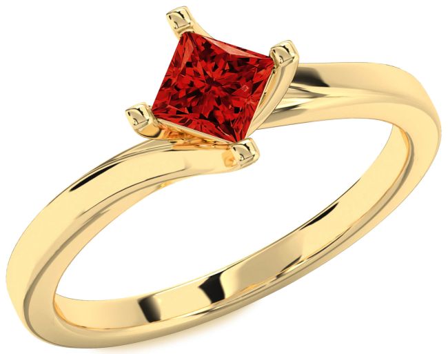 Ruby Gold Princess Solitaire Engagement Ring