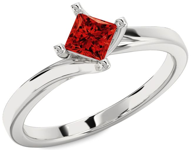 Ruby Platinum Princess Solitaire Engagement Ring