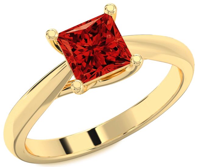 Ruby Gold Princess Solitaire Engagement Ring