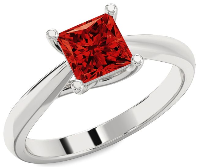 Ruby Platinum Princess Solitaire Engagement Ring