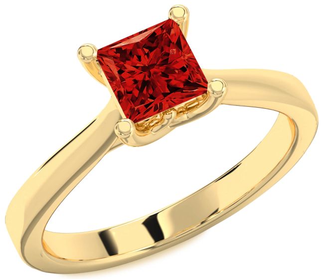Ruby Gold Princess Solitaire Engagement Ring