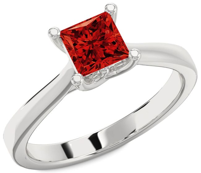 Ruby Platinum Princess Solitaire Engagement Ring
