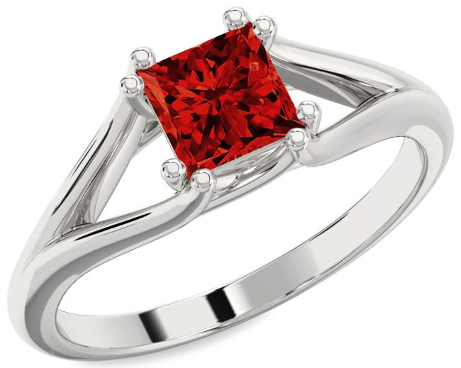 Ruby Platinum Princess Solitaire Engagement Ring