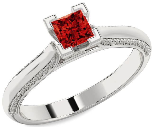 Ruby Platinum Princess Solitaire Engagement Ring