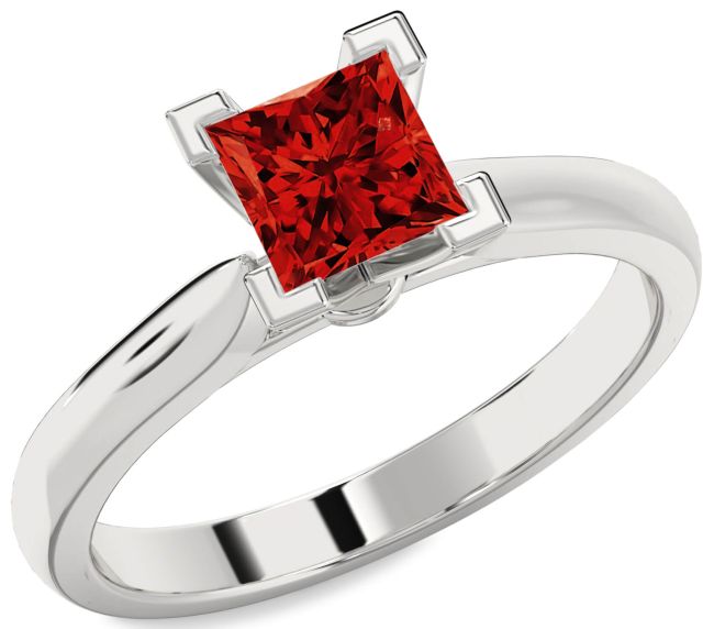 Ruby Platinum Princess Solitaire Engagement Ring
