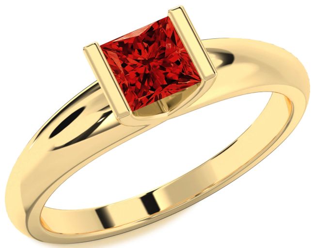 Ruby Gold Princess Solitaire Engagement Ring