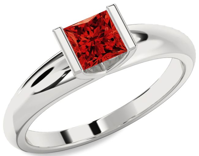 Ruby Platinum Princess Solitaire Engagement Ring