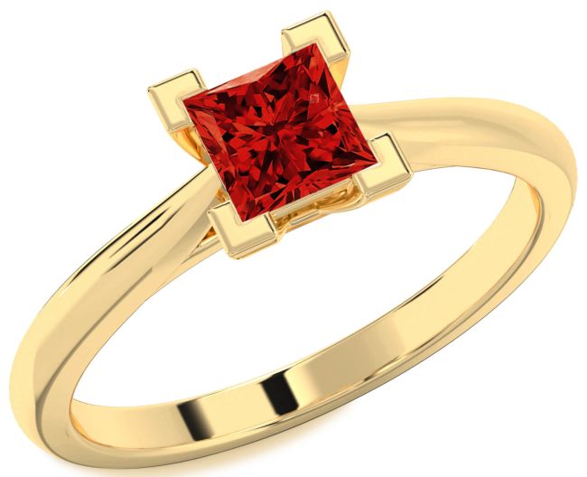 Ruby Gold Princess Solitaire Engagement Ring
