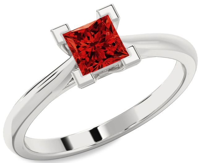 Ruby Platinum Princess Solitaire Engagement Ring