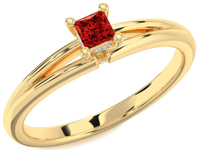 Diamond Ruby Gold Silver Princess Promise Ring