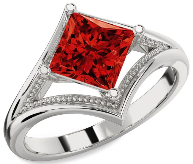 Ruby Platinum Princess Solitaire Engagement Ring