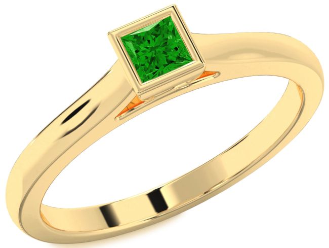 Emerald Gold Silver Princess Promise Ring