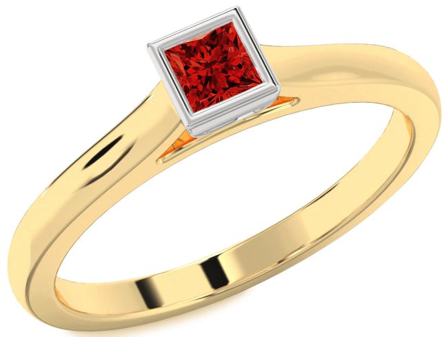Ruby Gold Silver Princess Promise Ring