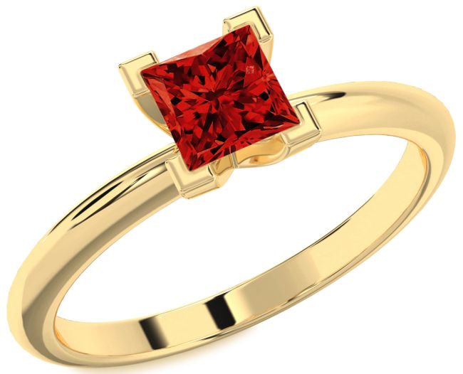 Ruby Gold Princess Solitaire Engagement Ring