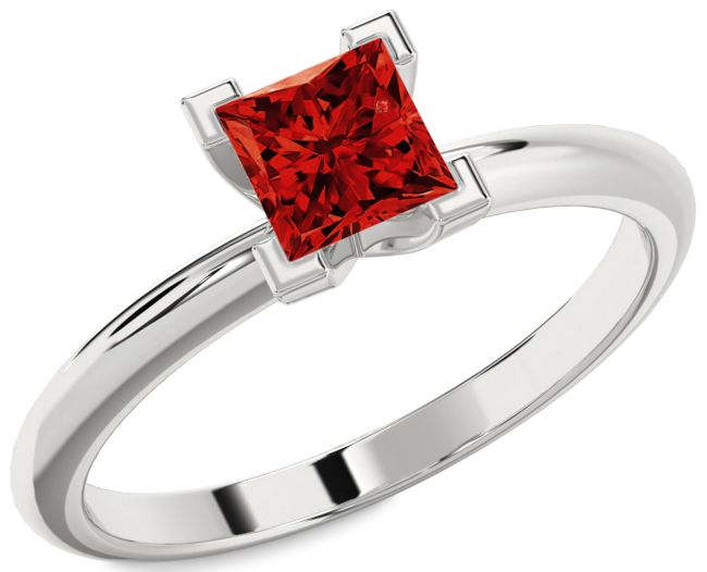 Ruby Platinum Princess Solitaire Engagement Ring