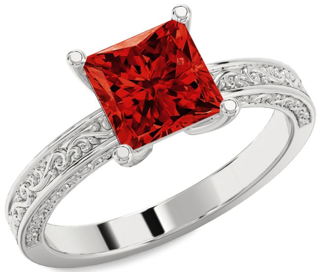 Ruby Silver Princess Vintage Engagement Ring