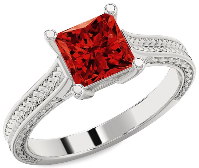Ruby Silver Princess Vintage Engagement Ring