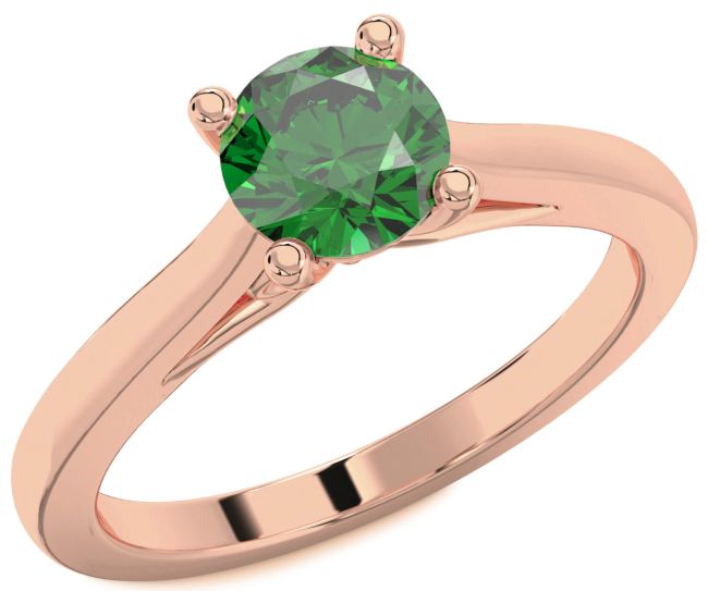 Emerald Rose Gold Round Solitaire Engagement Ring
