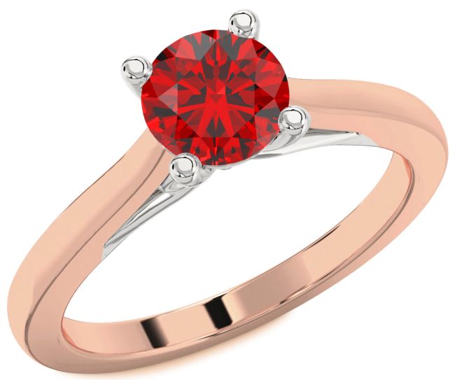 Ruby White Rose Gold Round Solitaire Engagement Ring
